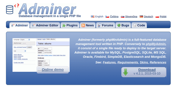 adminer phpmyadmin alternative